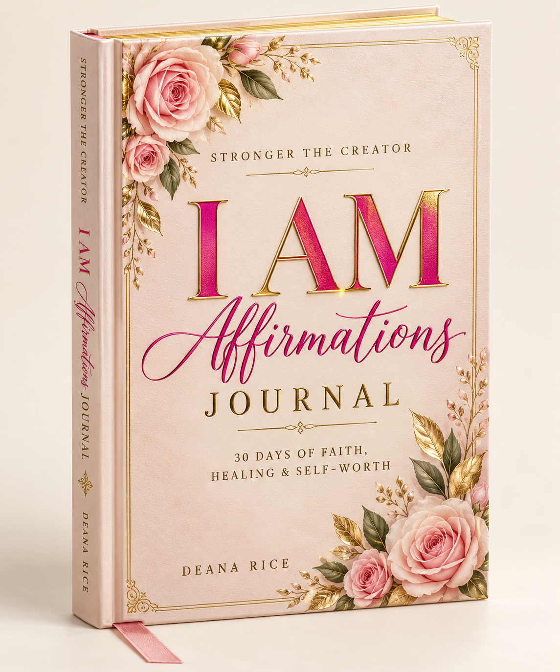 I AM Affirmations Journal in blush, ivory and gold